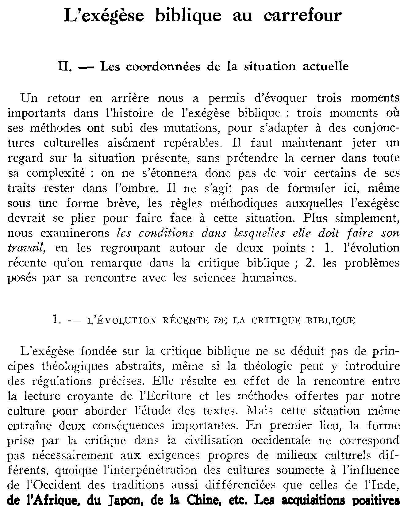L'exégèse biblique au carrefour (suite)