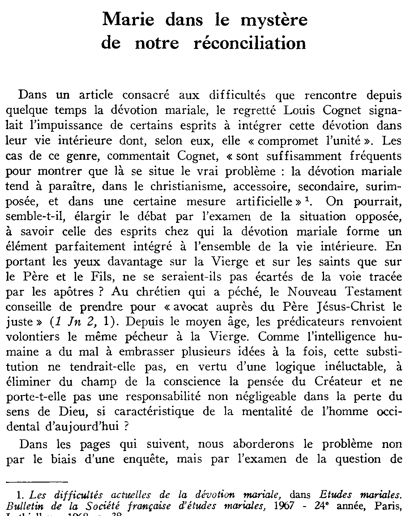 Marie dans le mystère de notre réconciliation