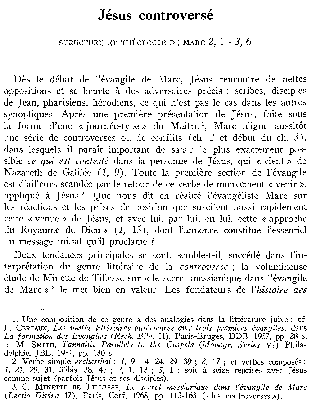 Jésus controversé. Structure et théologie de Marc 2,1-3,6