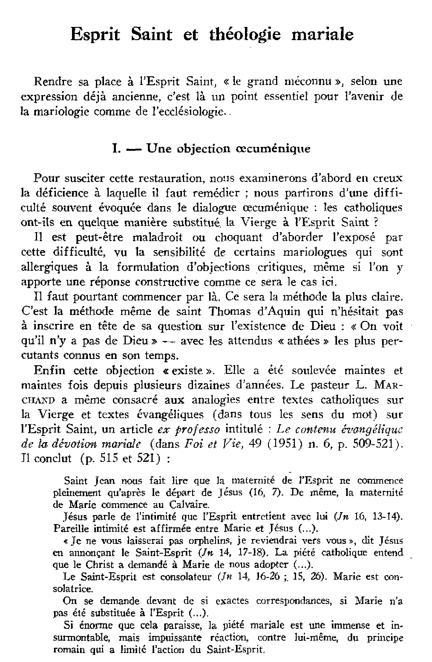 Esprit Saint et théologie mariale
