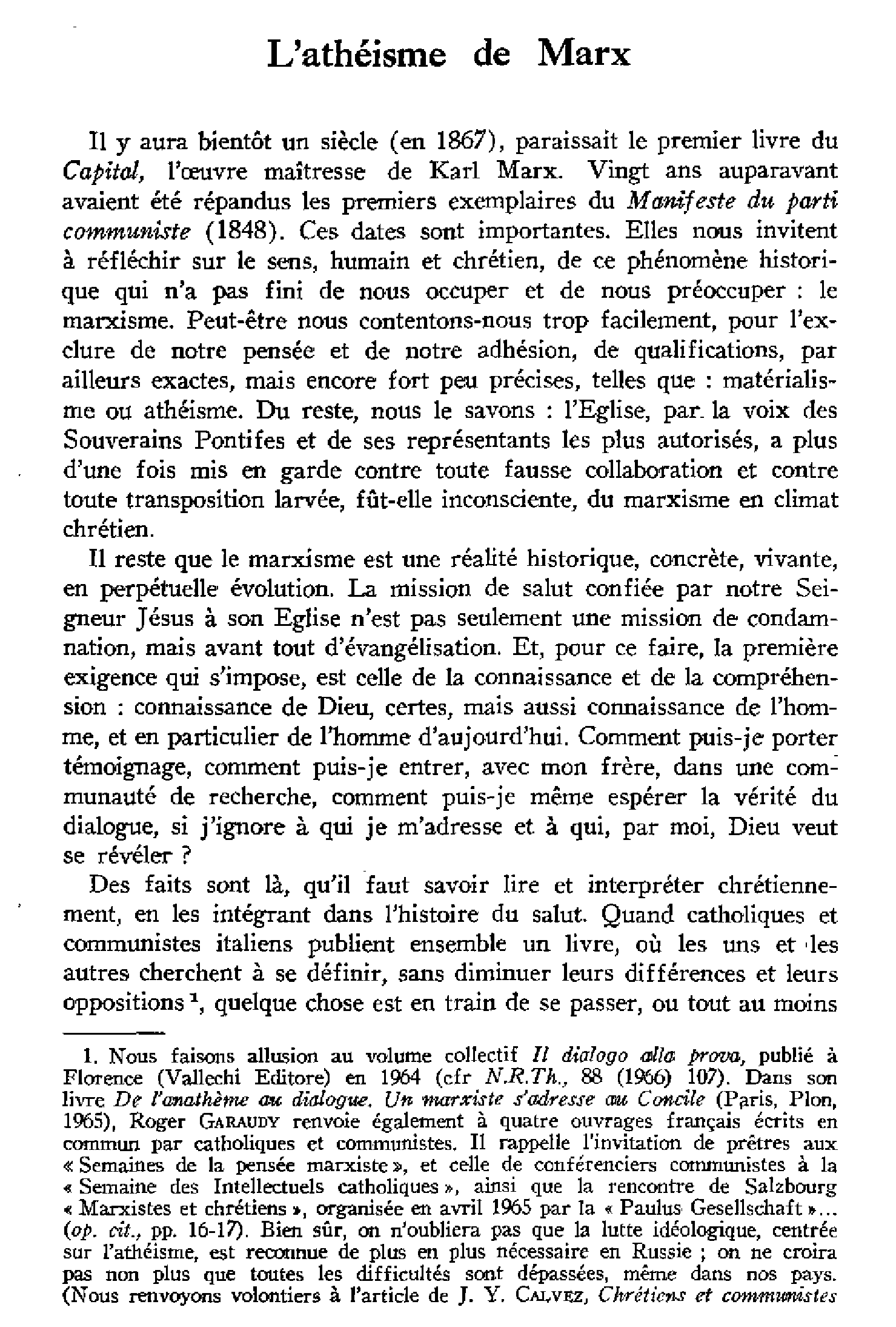 L'athéisme de Marx