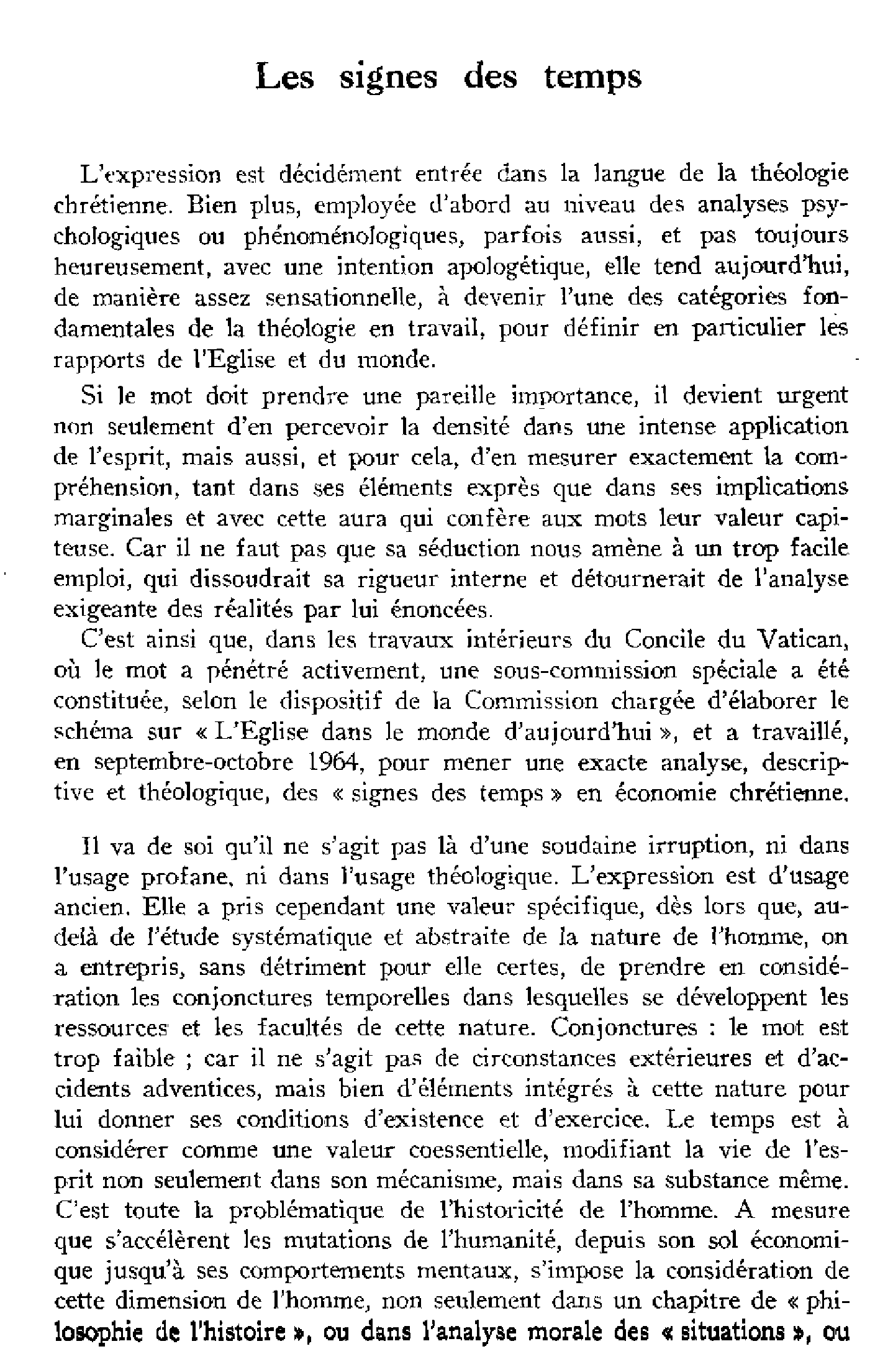 Les signes des temps