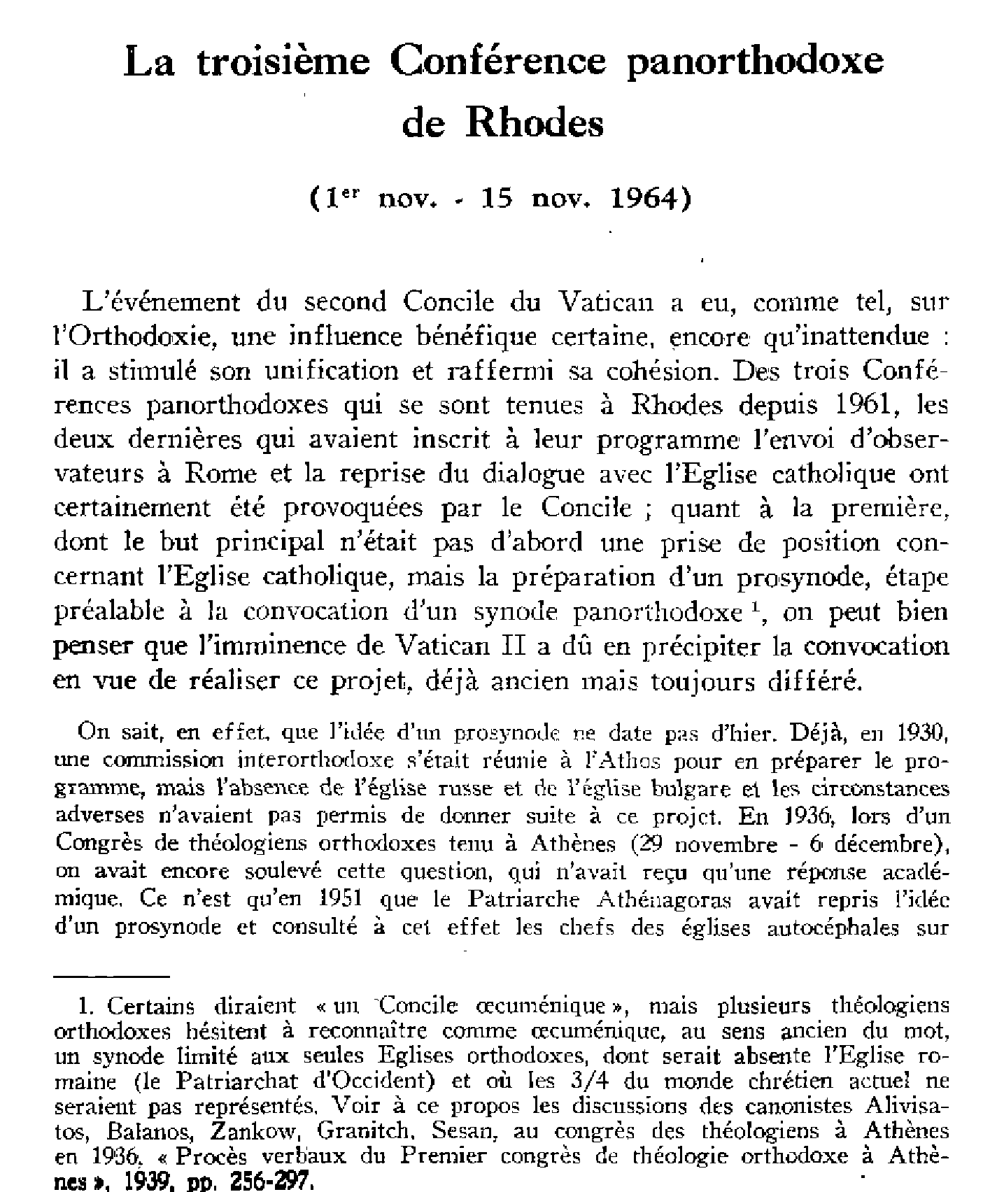 La troisième conférence panorthodoxe de Rhodes