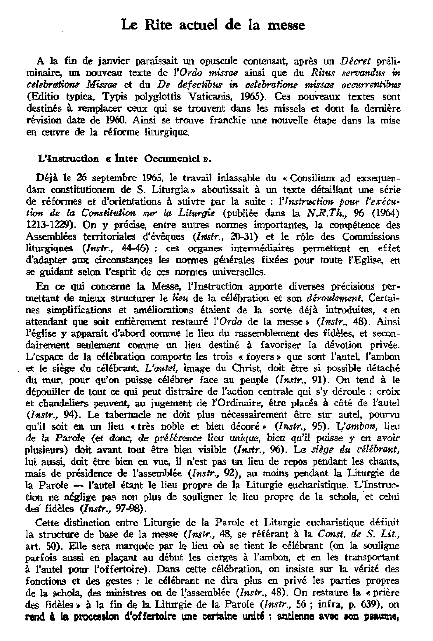 Le Rite actuel de la messe