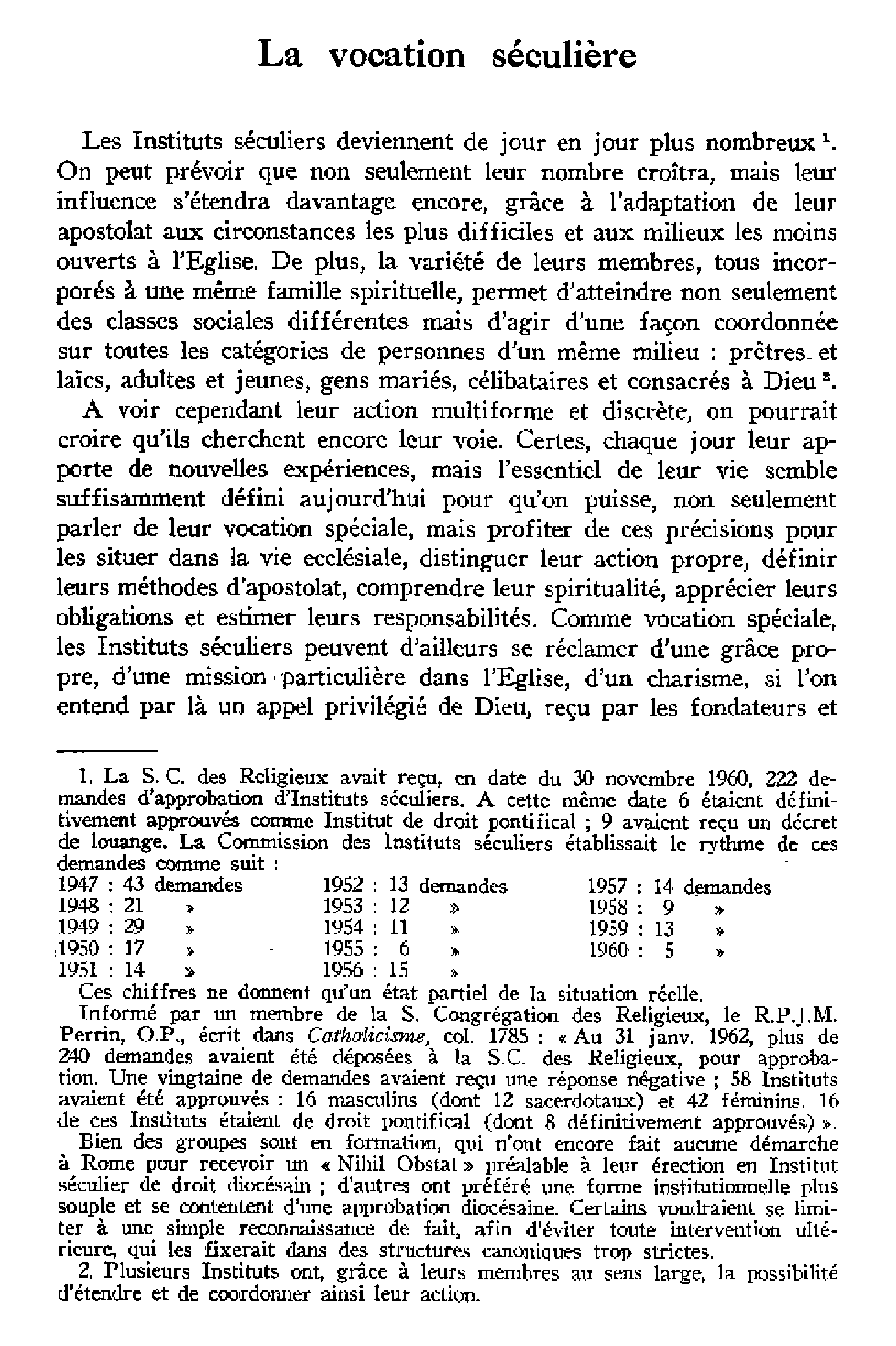 La vocation séculière