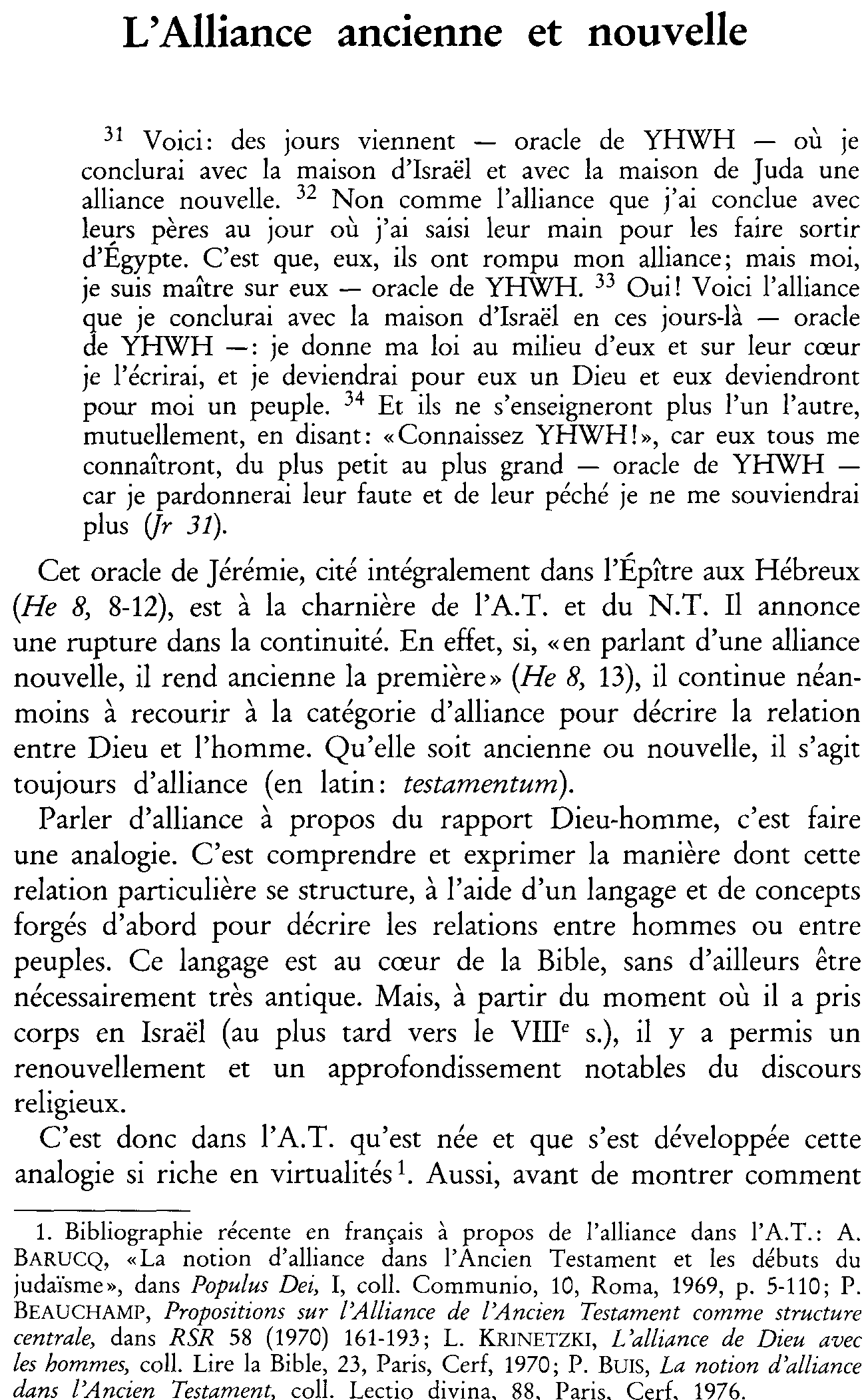 L'Alliance ancienne et nouvelle