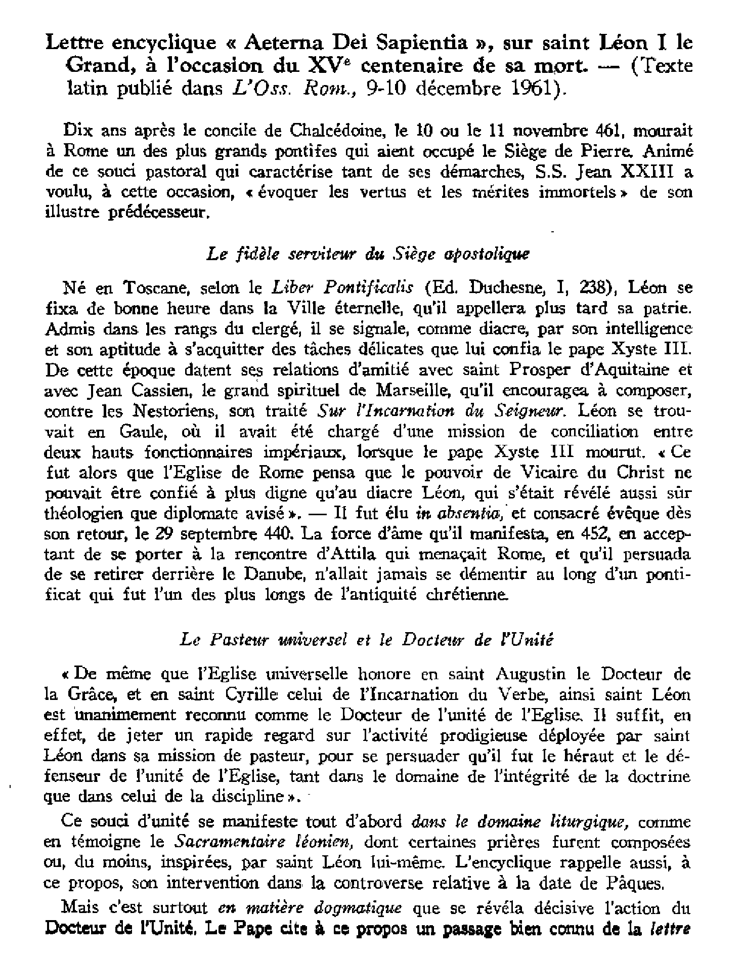 Les sessions de la Commission Centrale du Concile