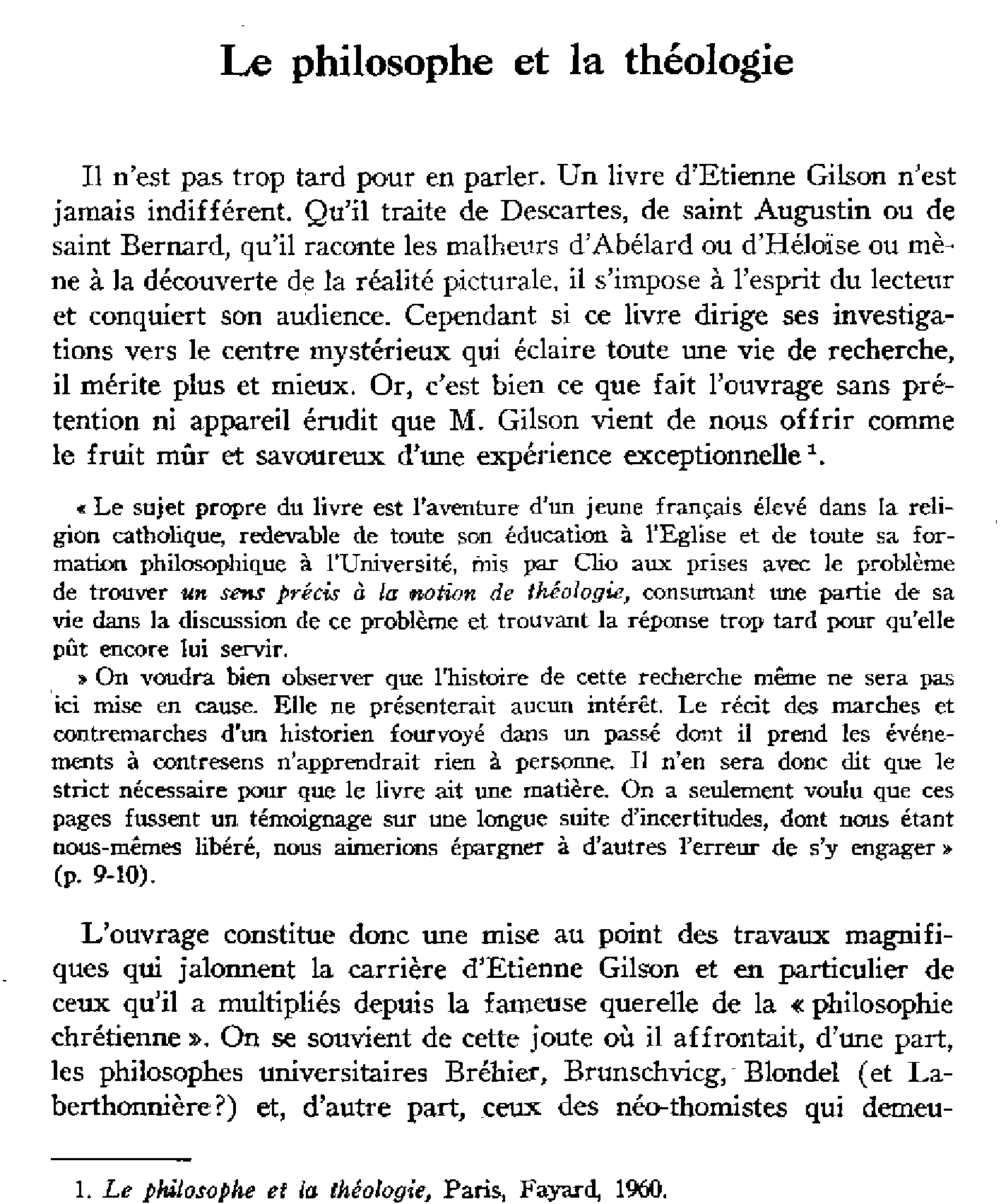 Le philosophe et la théologie