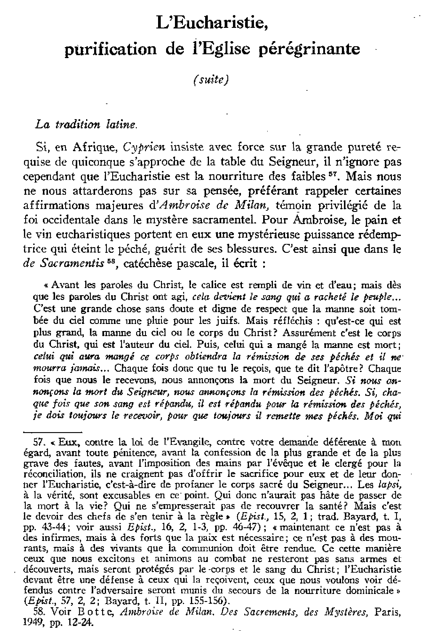 L'Eucharistie, purification de l'Église pérégrinante (suite)