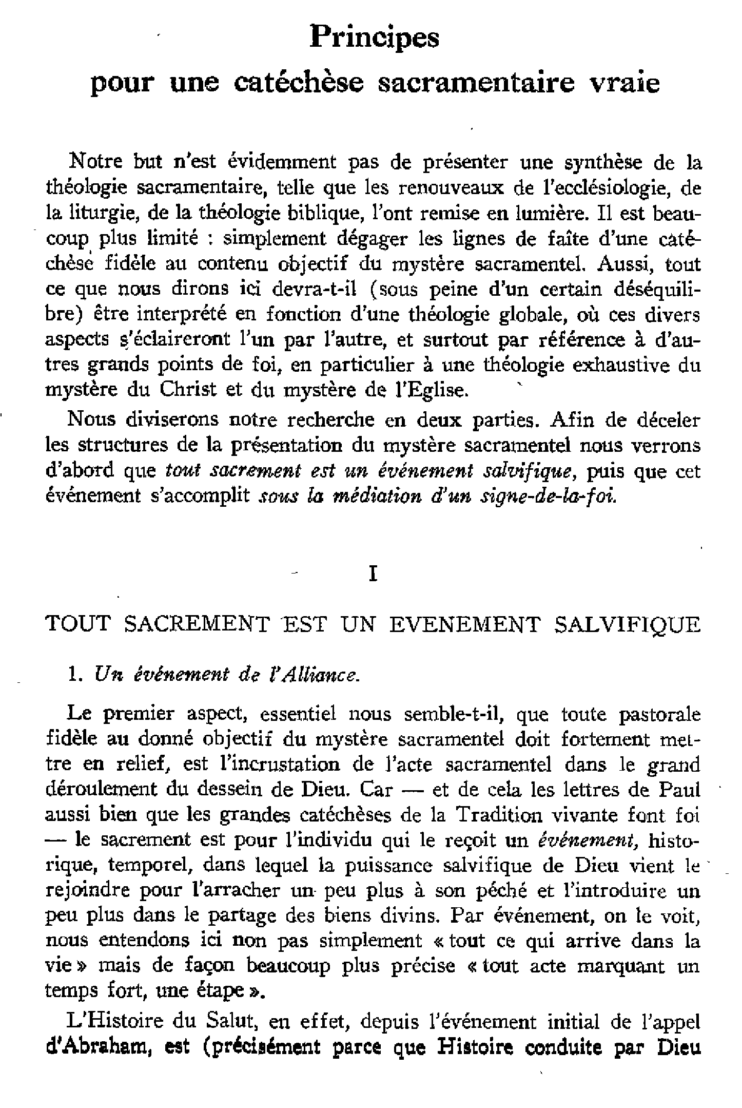 Principes pour une catéchèse sacramentaire vraie