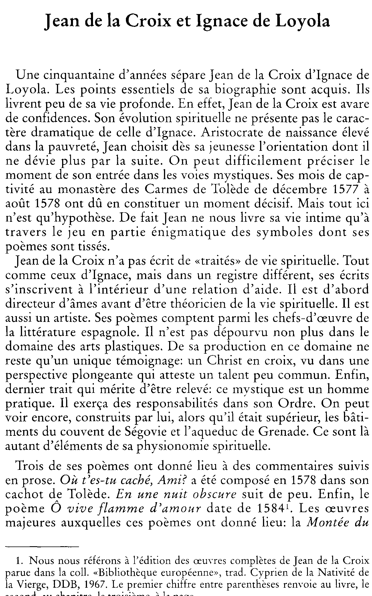 Jean de la Croix et Ignace de Loyola I