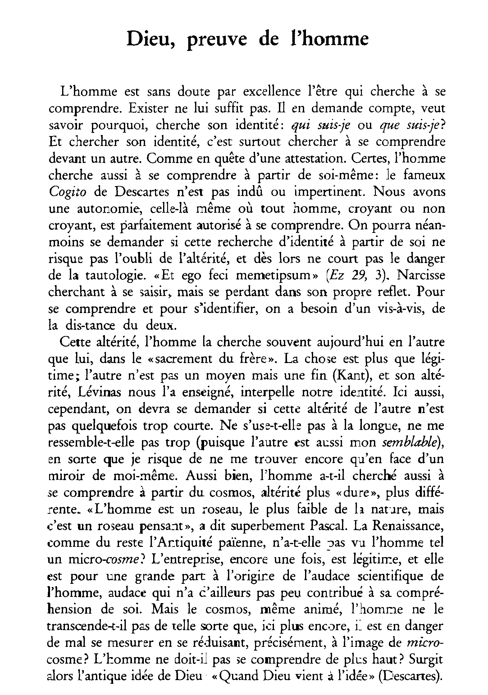 Dieu, preuve de l'homme