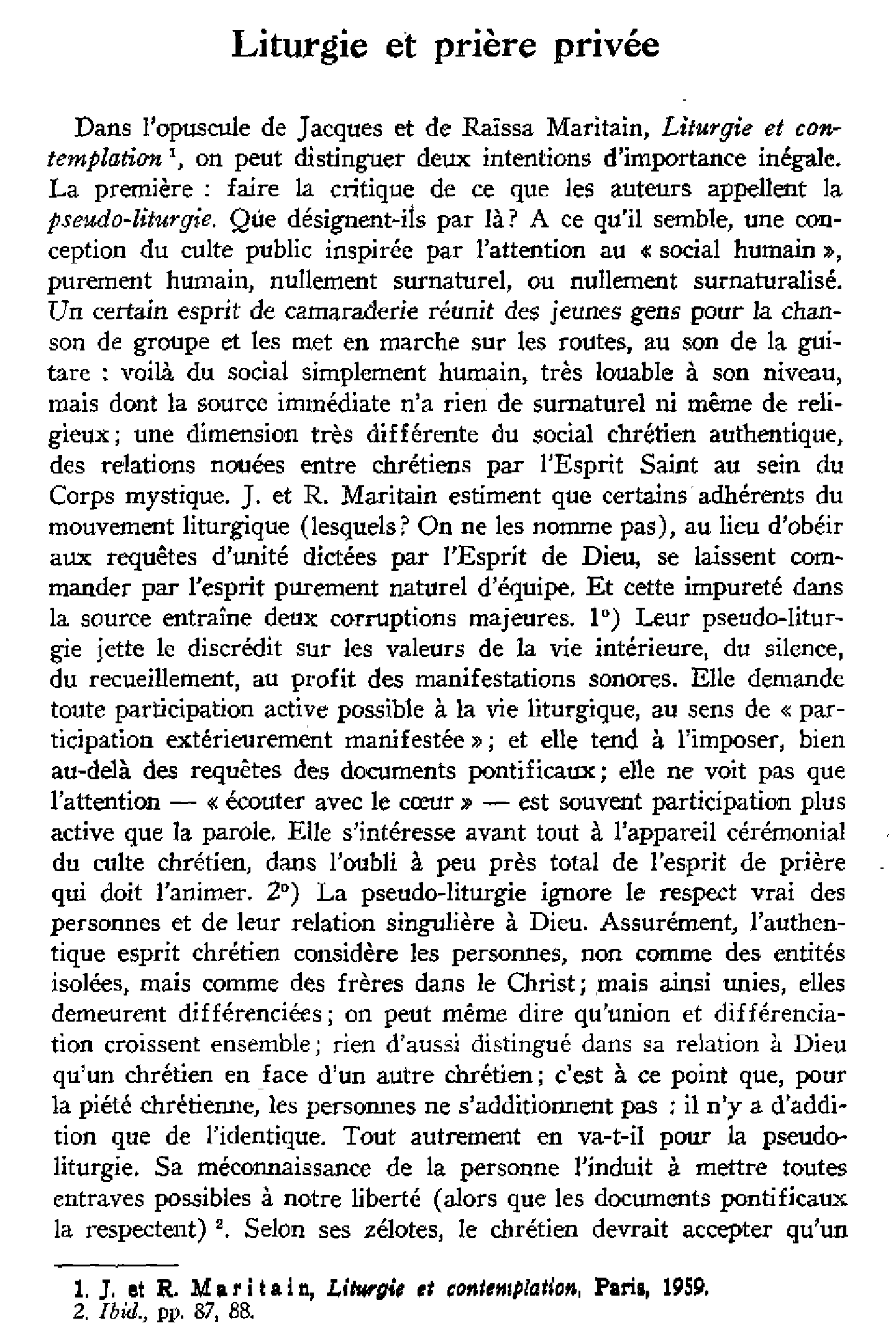 Liturgie et prière privée