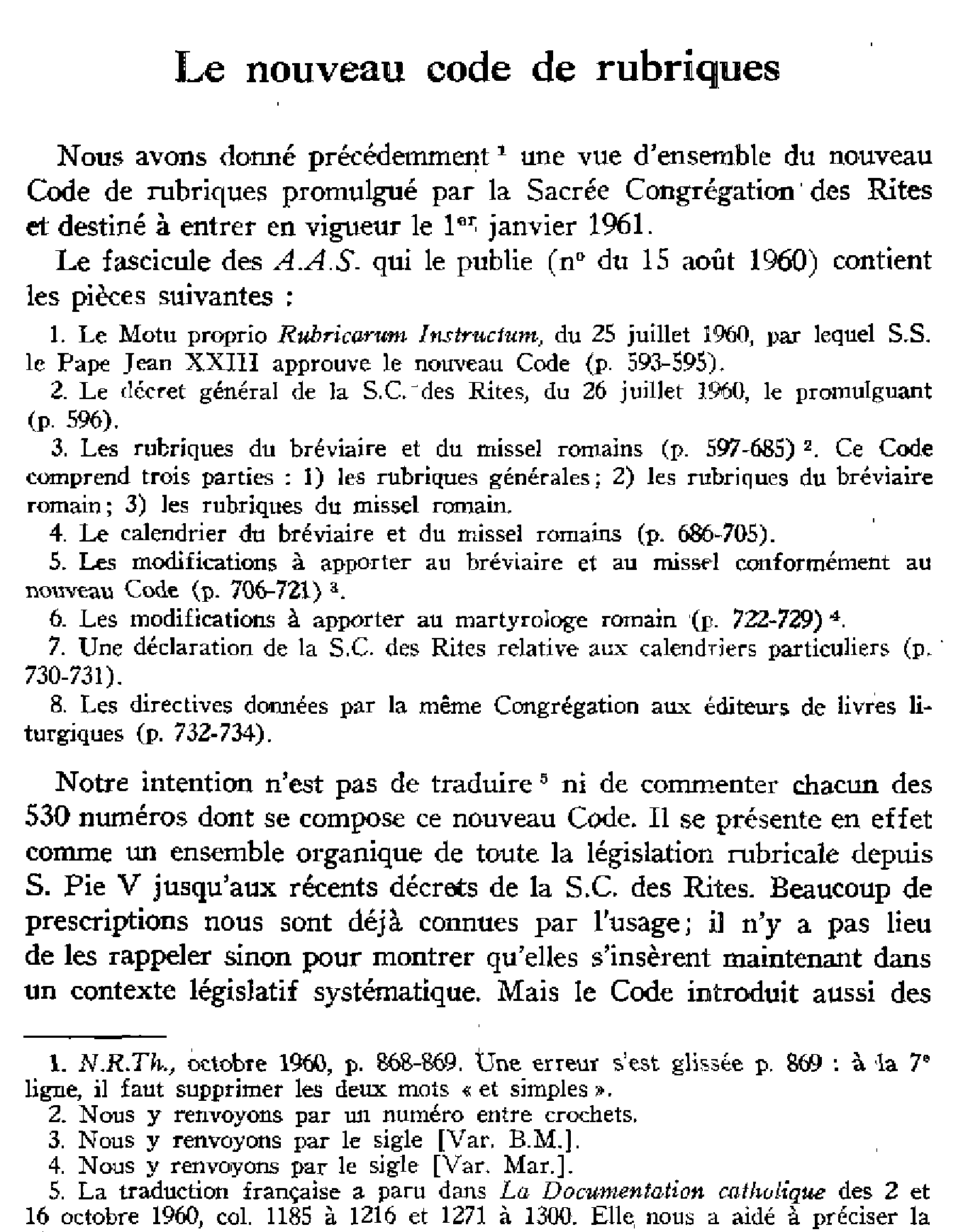 Le nouveau code de rubriques