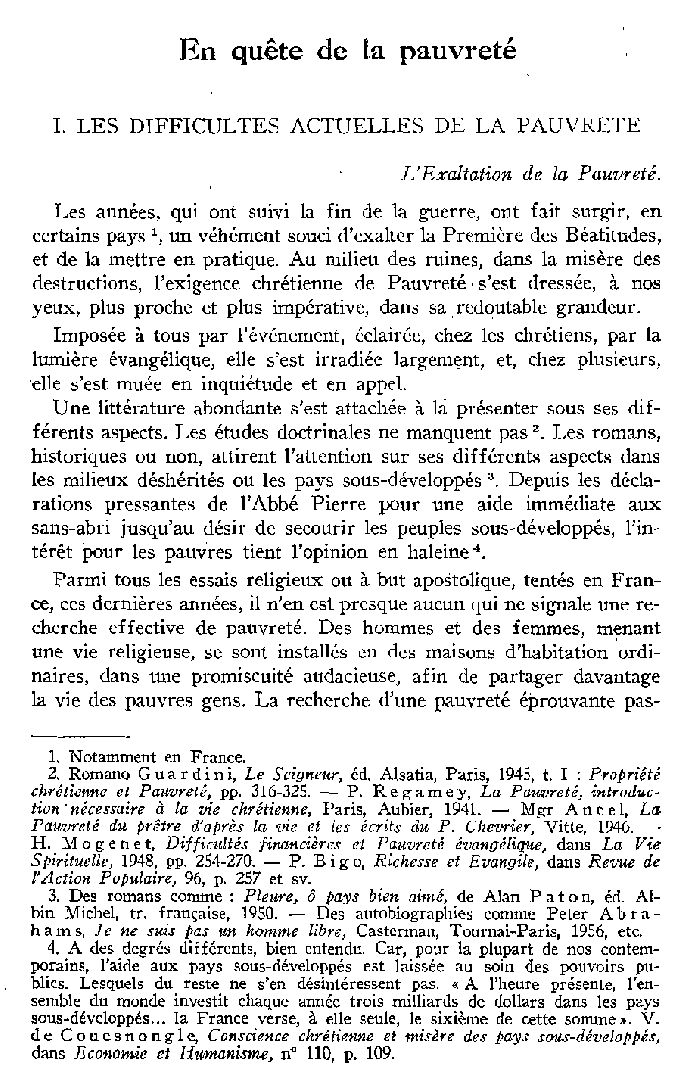 En quête de la pauvreté