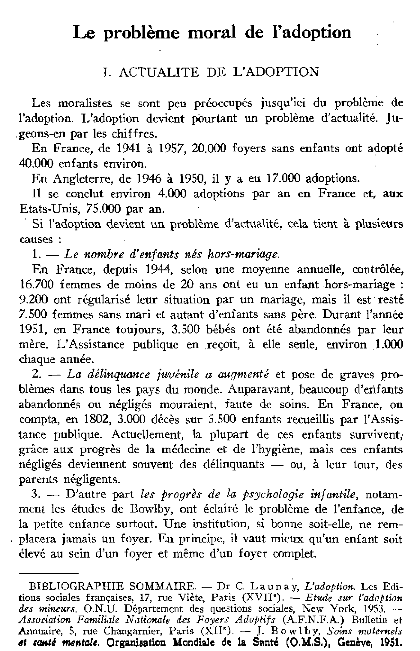Le problème moral de l'adoption