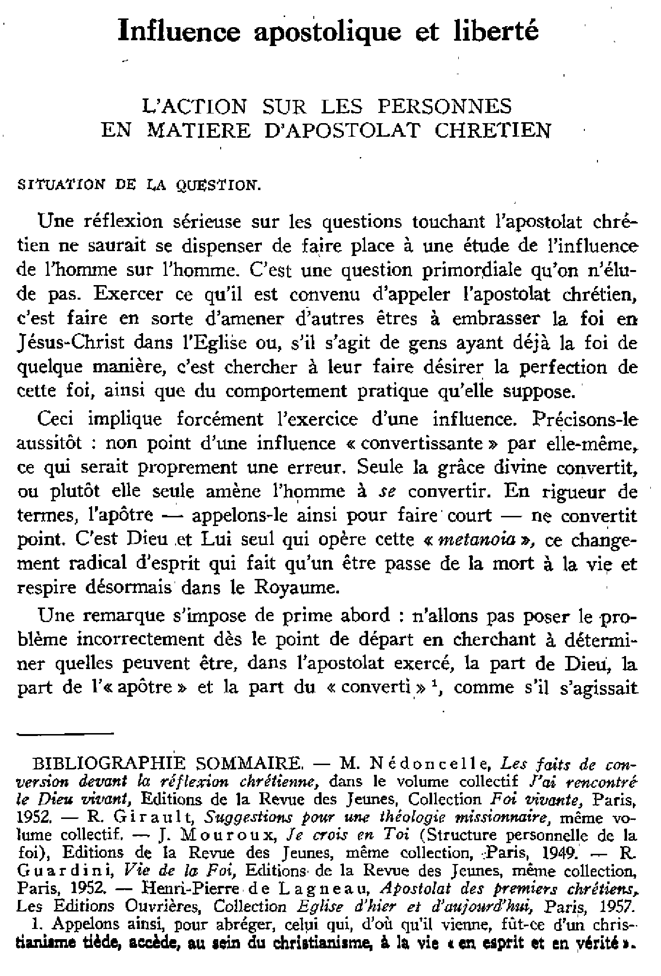 Influence apostolique et liberté