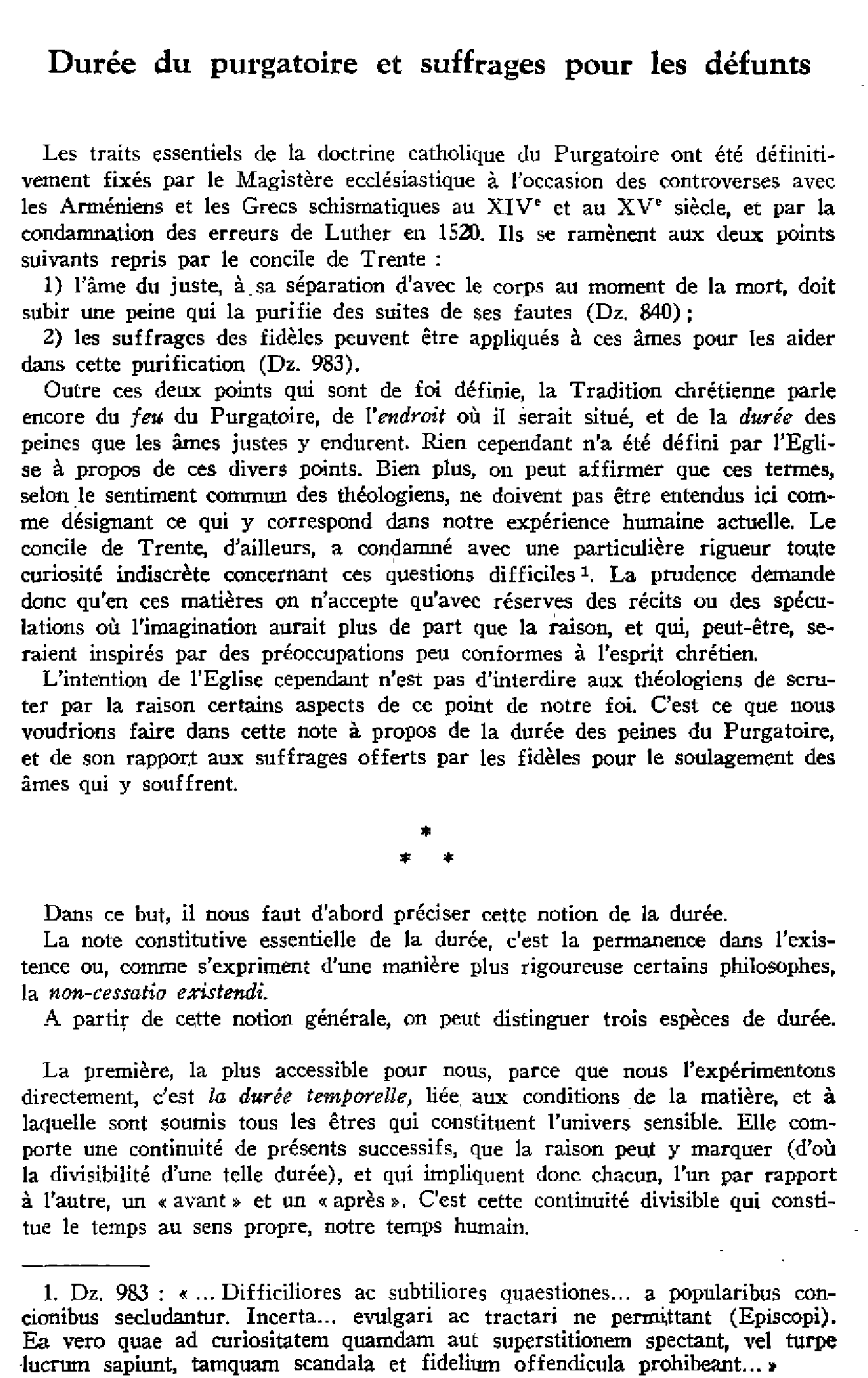 Durée du purgatoire et suffrages pour les défunts