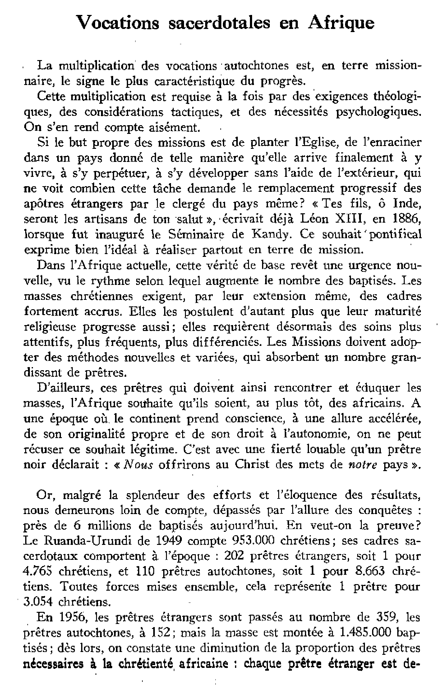Vocations sacerdotales en Afrique