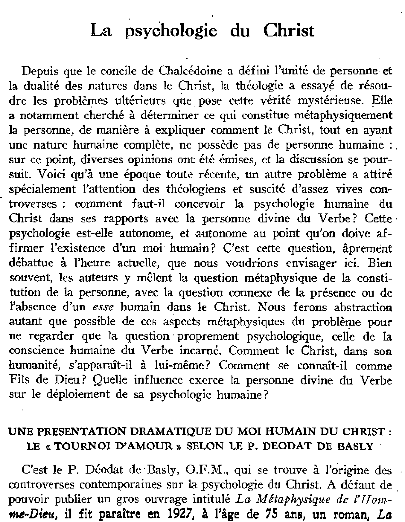 La psychologie du Christ