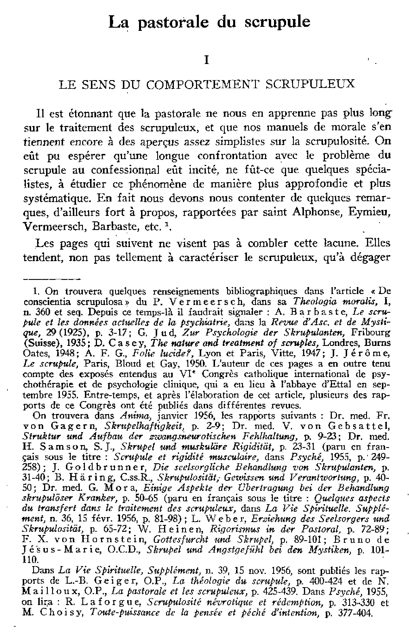 La pastorale du scrupule. I