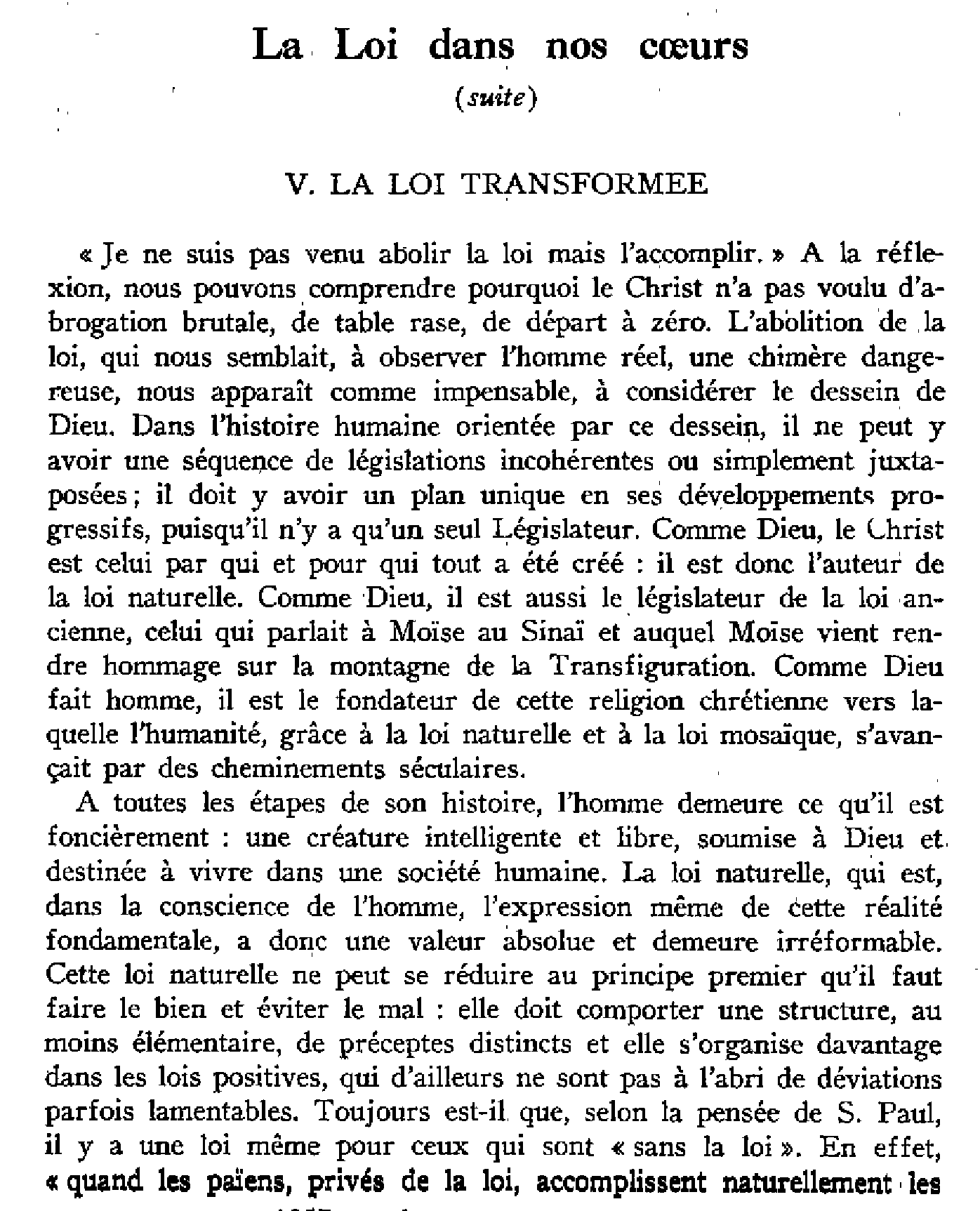 La Loi dans nos coeurs (suite)