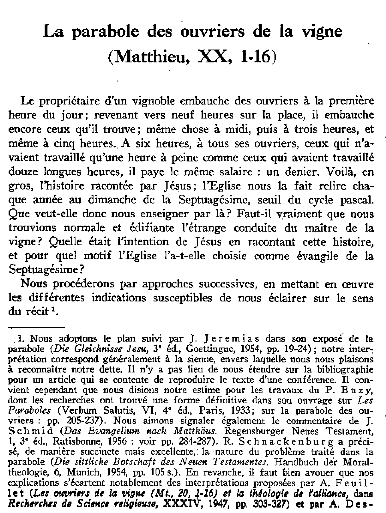 La parabole des ouvriers de la vigne (Matthieu, XX, 1-16)