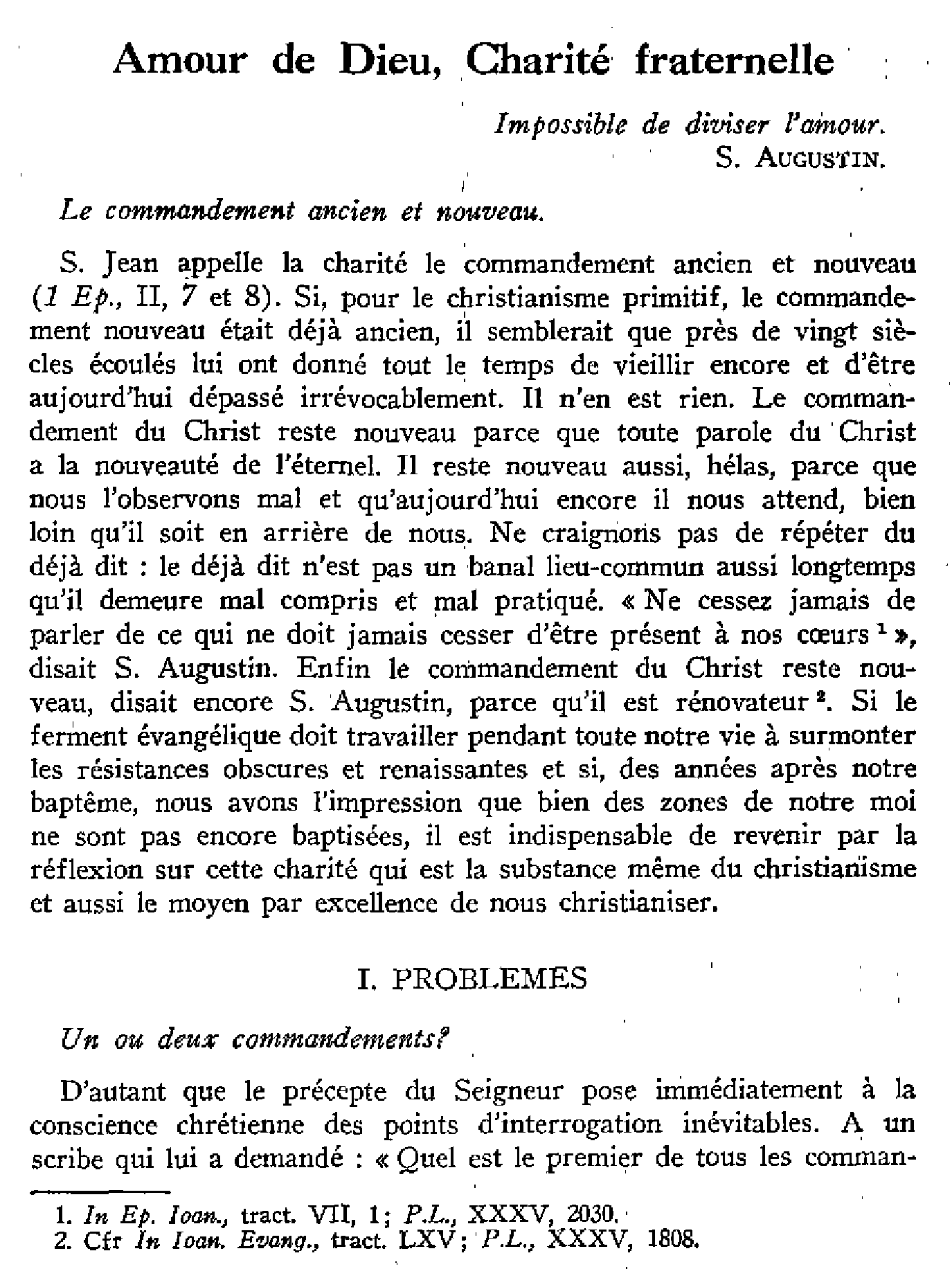 Amour de Dieu, charité fraternelle