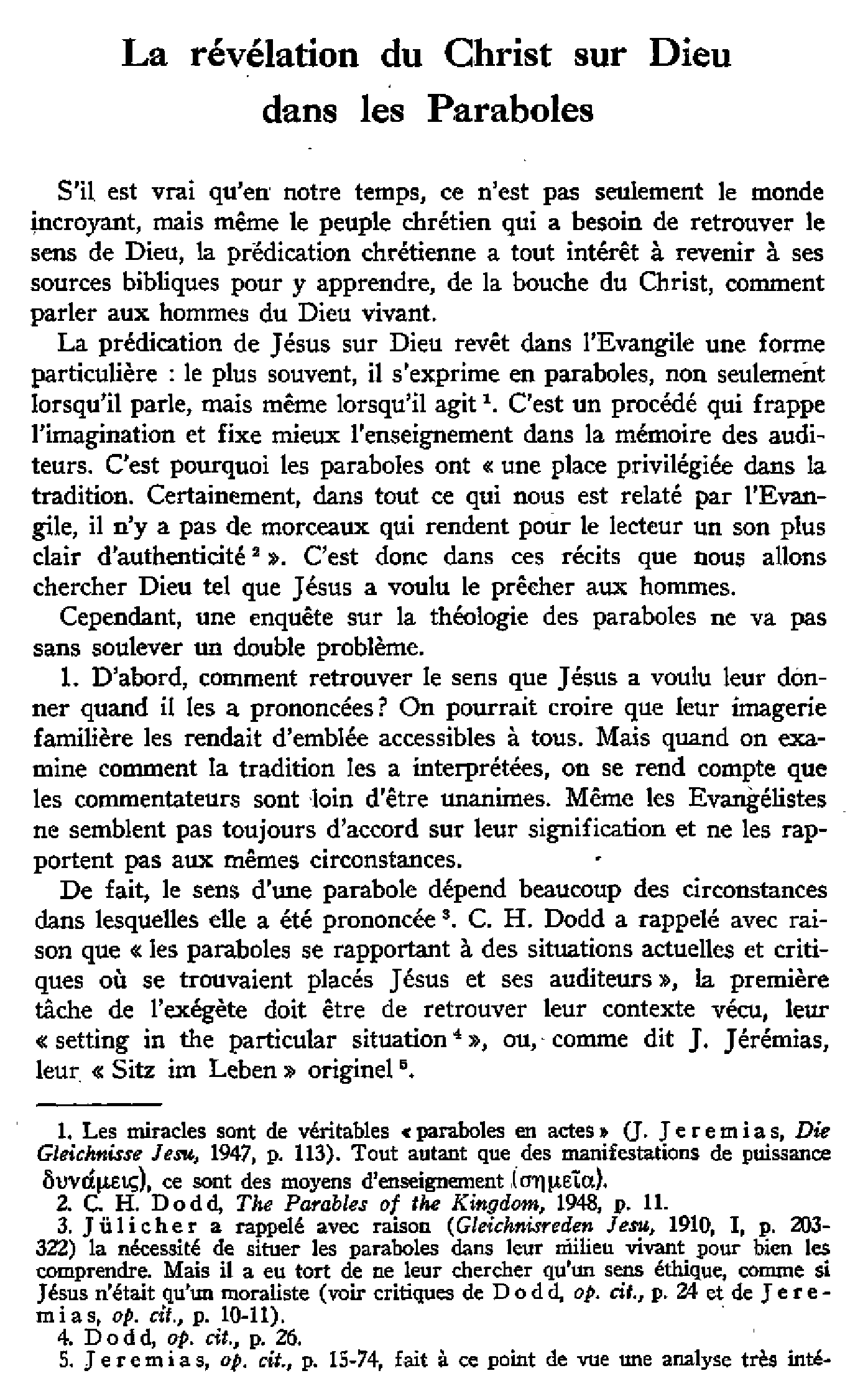 La révélation du Christ sur Dieu dans les Paraboles