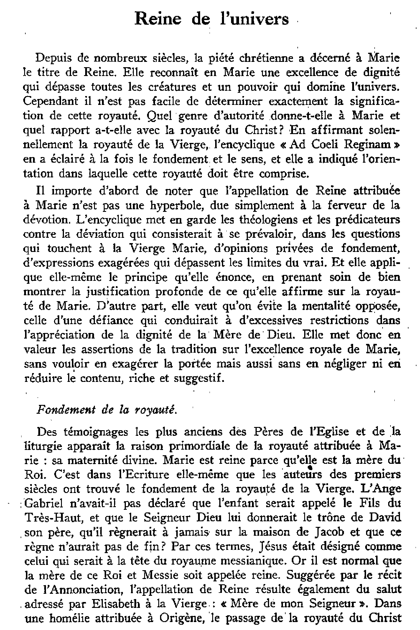 Reine de l'univers