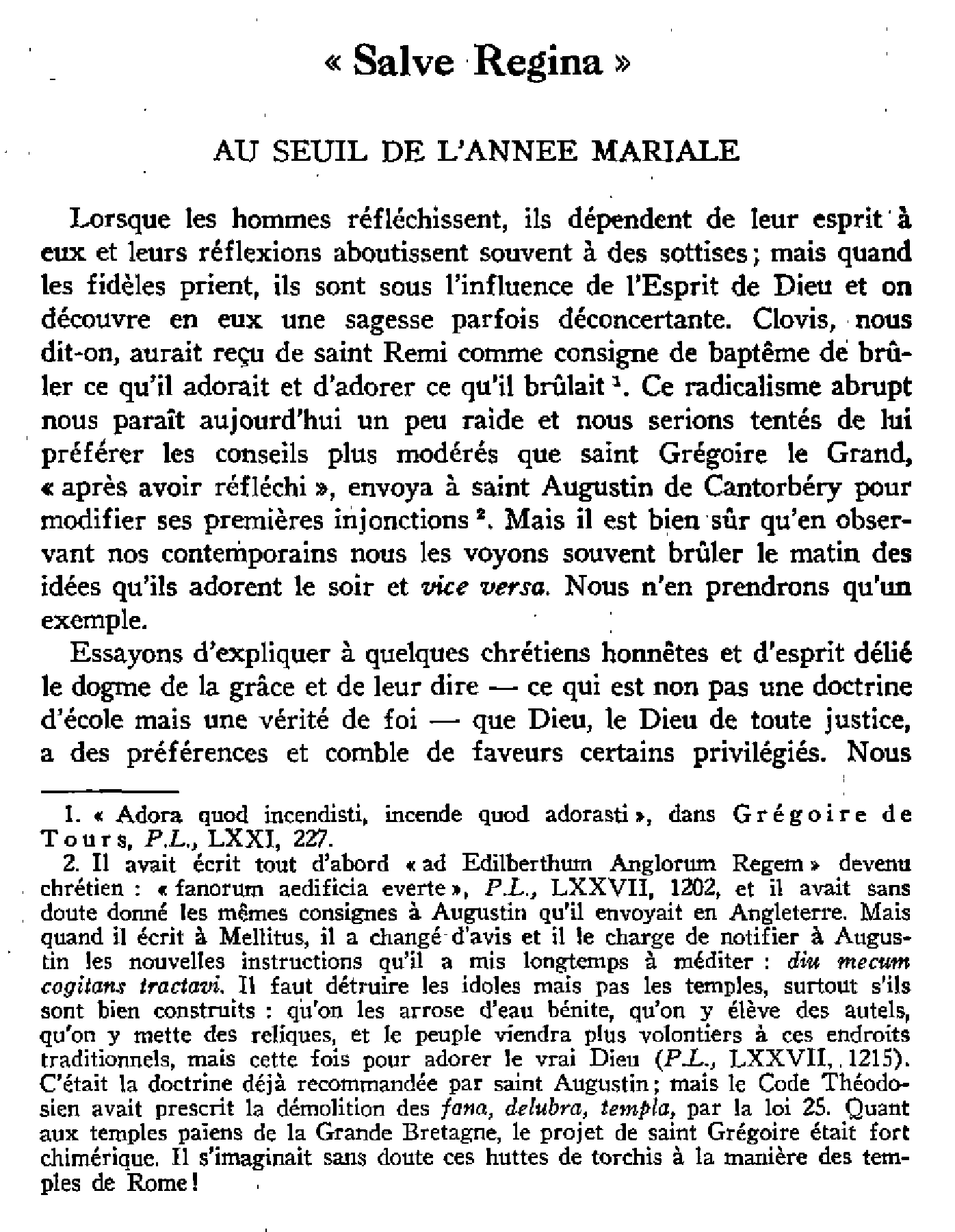 Salve Regina. Au seuil de l'année mariale