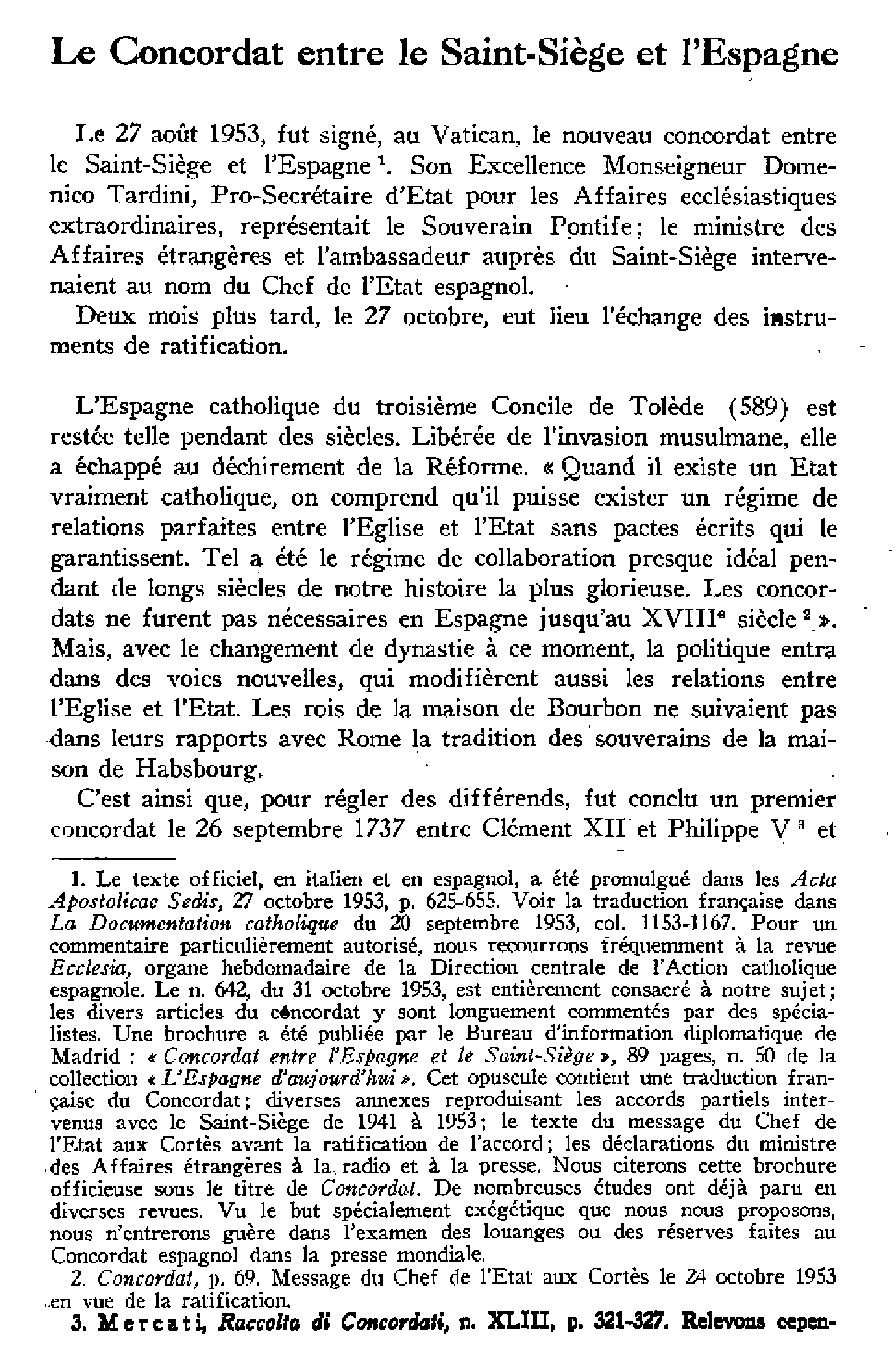 Le Concordat entre le Saint-Siège et l'Espagne