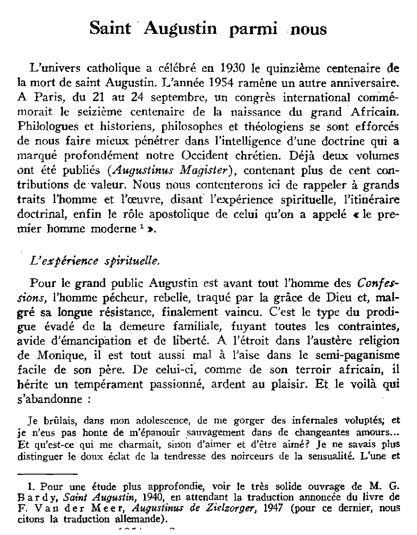 Saint Augustin parmi nous