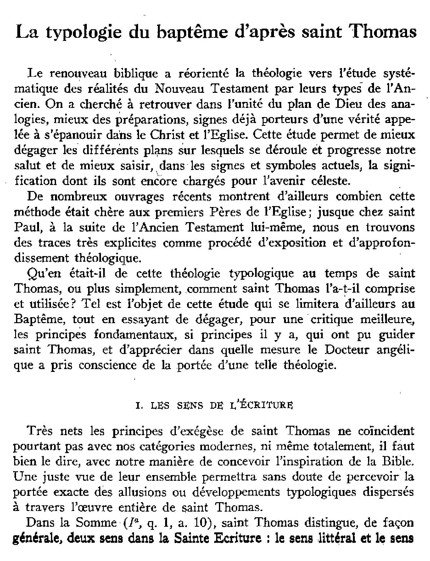 La typologie du baptême d'après saint Thomas