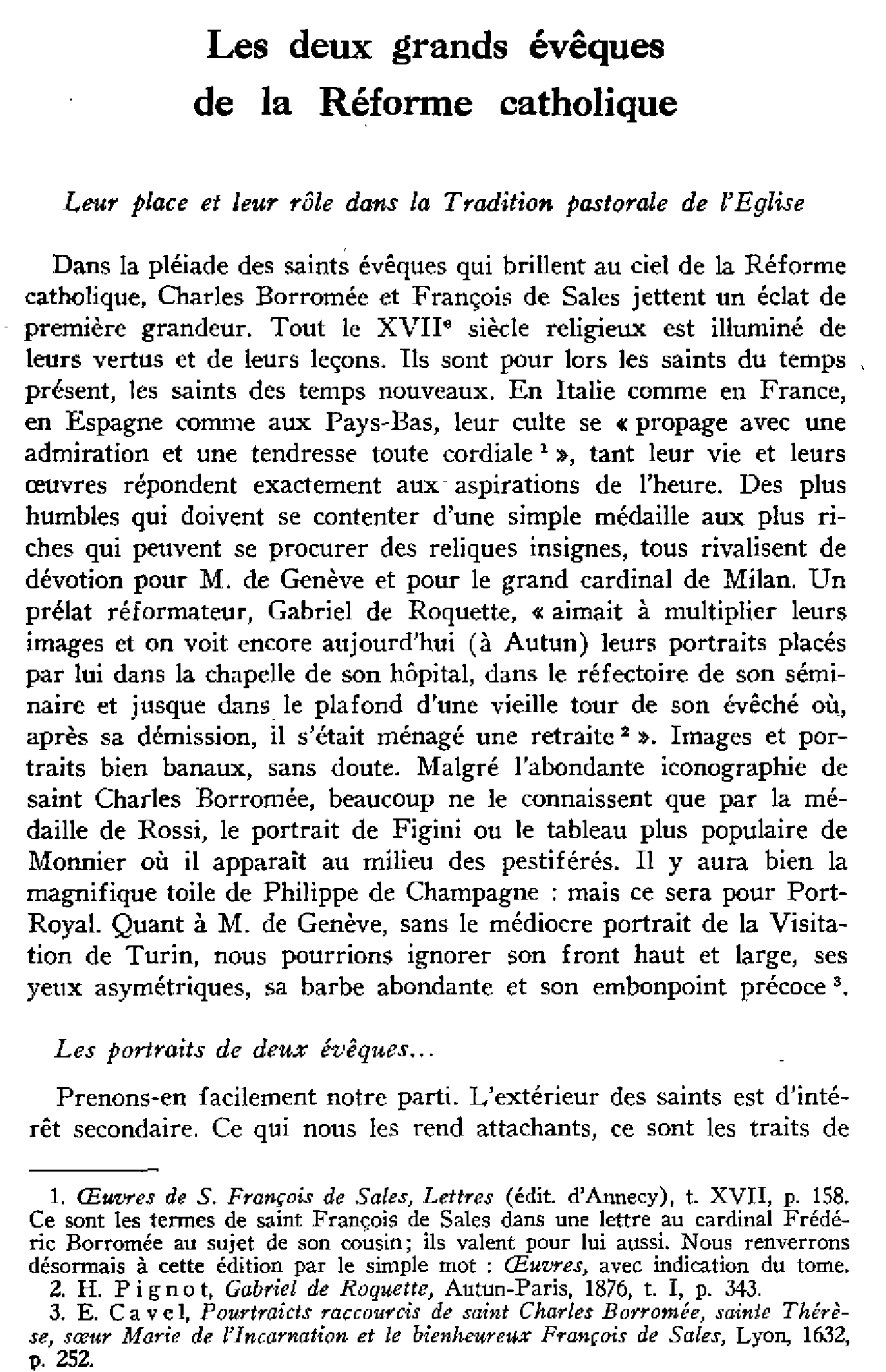 Les deux grands évêques de la Réforme catholique