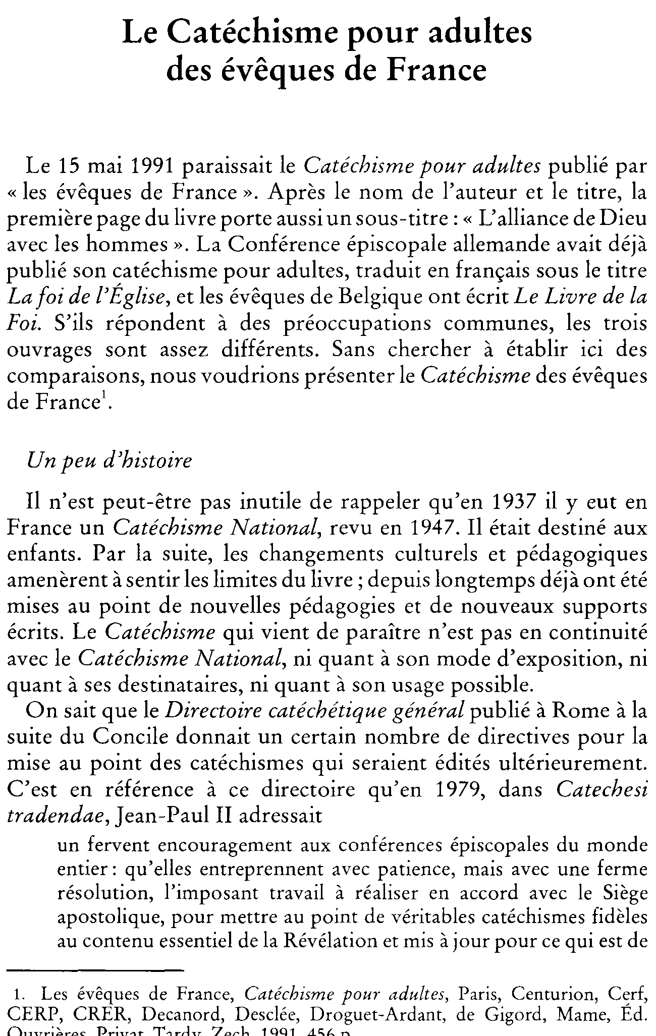 Le Catéchisme pour adultes des évêques de France