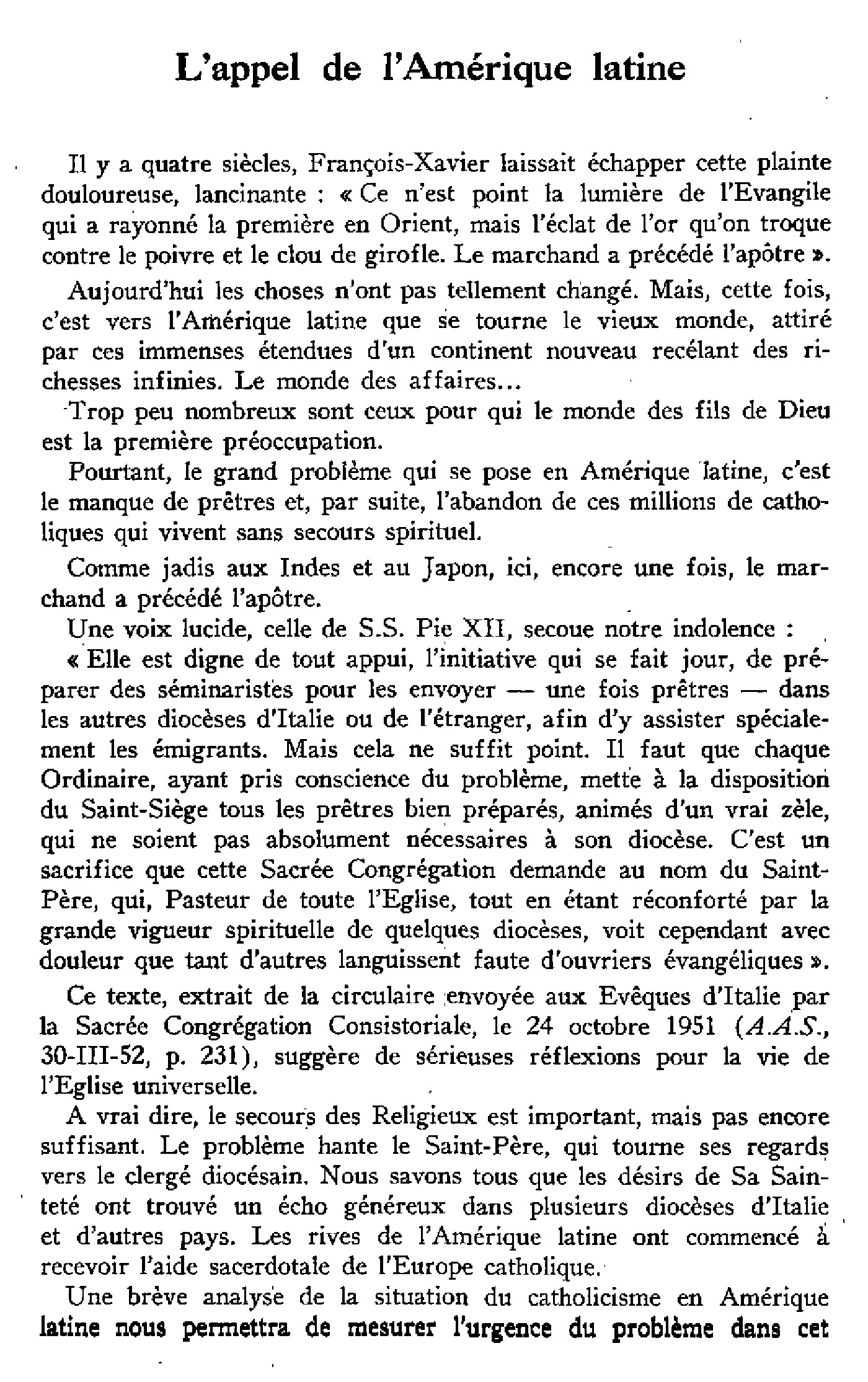 L'appel de l'Amérique latine