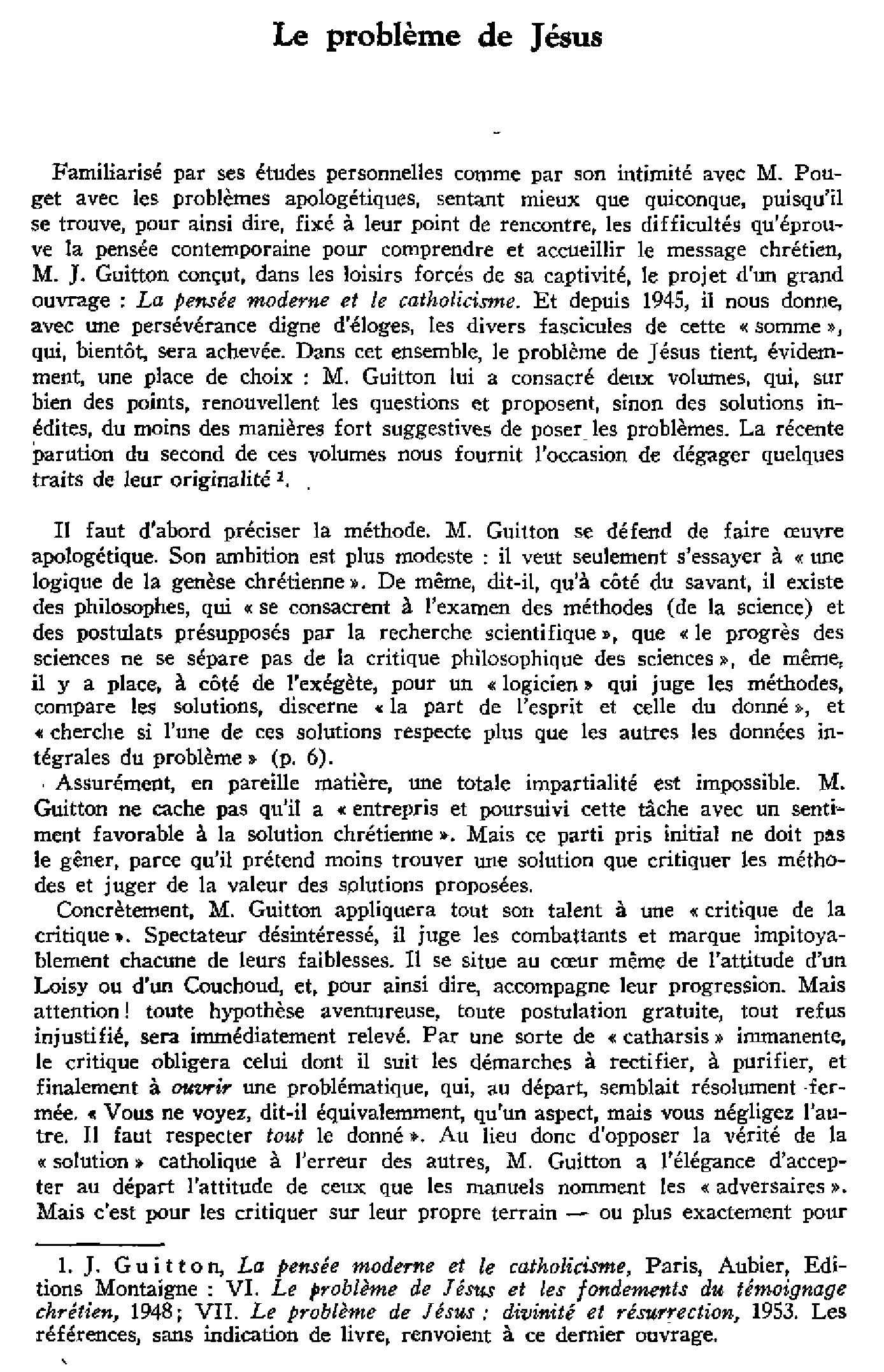Le problème de Jésus