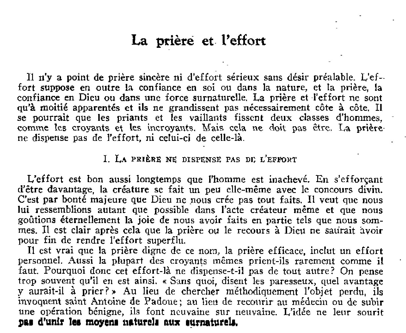 La prière et l'effort