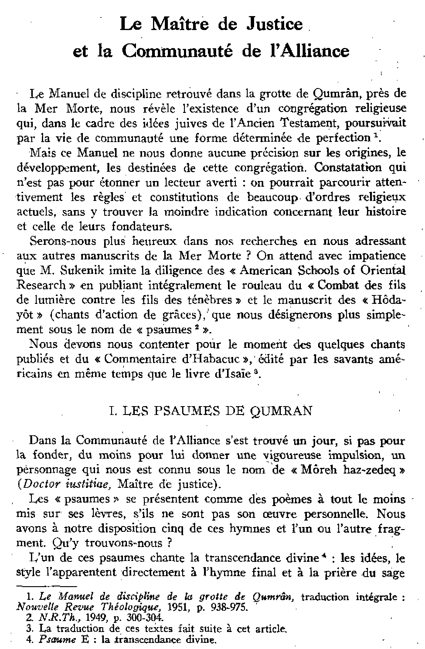 Le Maître de Justice et la Communauté de l'Alliance
