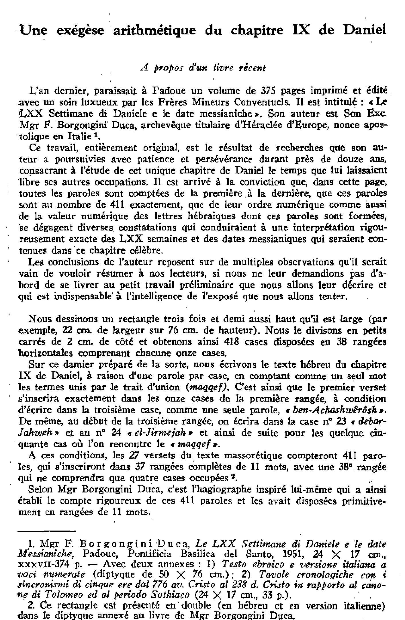 Une exégèse arithmétique du chapitre IX de Daniel