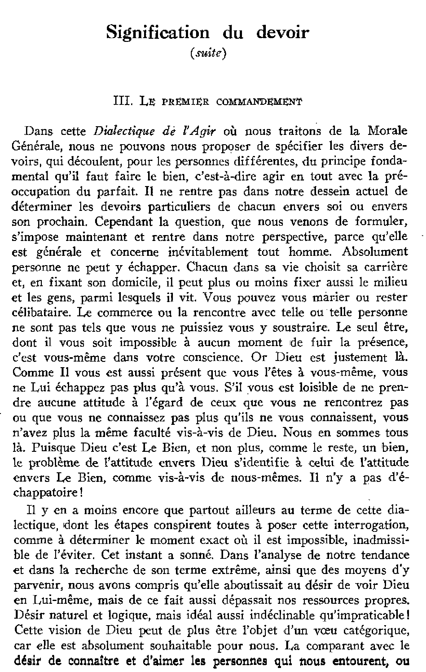 Signification du devoir. II