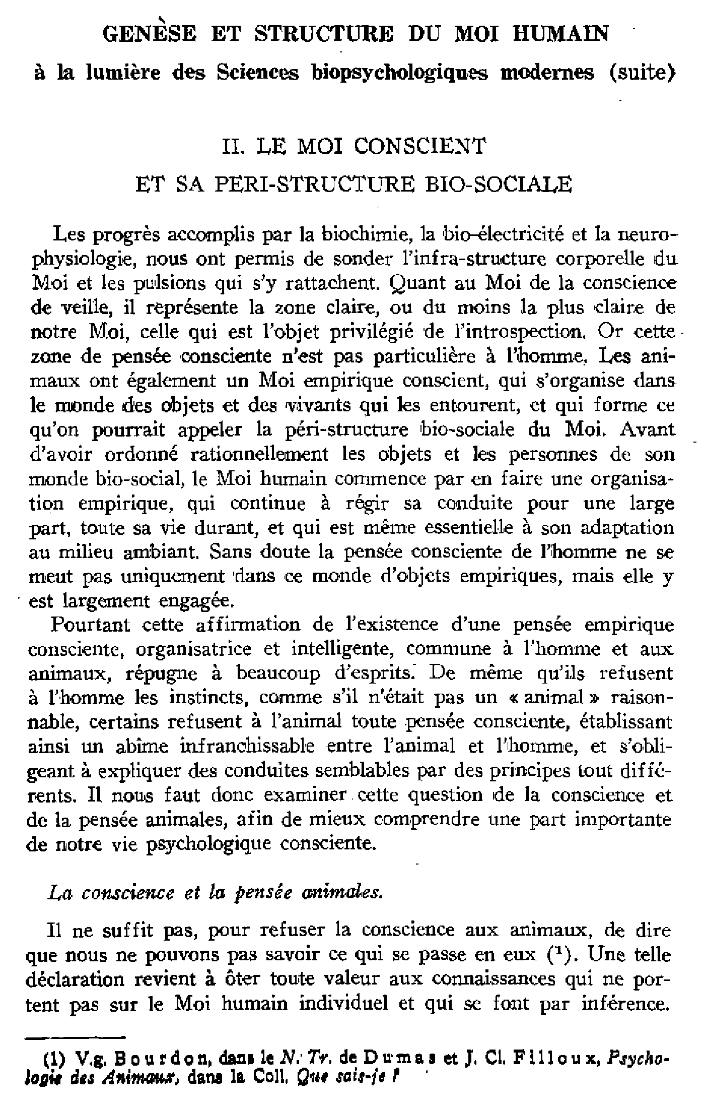 Genèse et structure du moi humain à la lumière des sciences biopsychologiques modernes. II