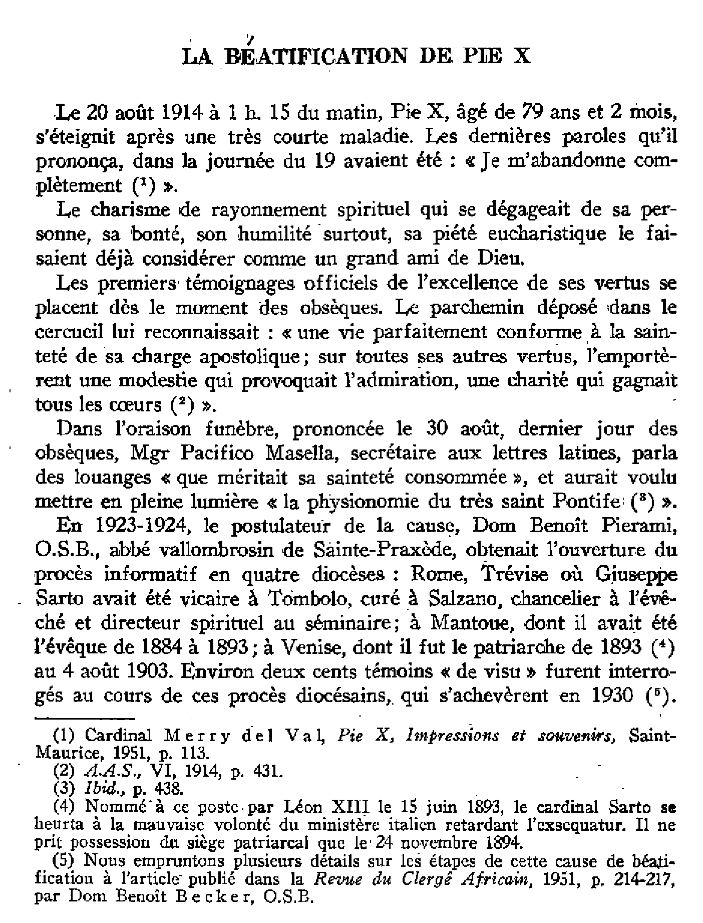La béatification de Pie X