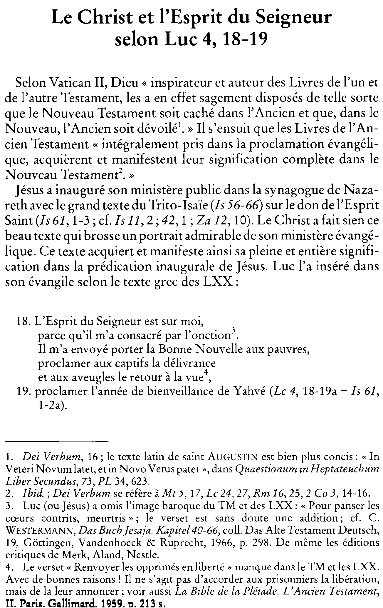 Le Christ et l'Esprit du Seigneur selon Luc 4,18-19