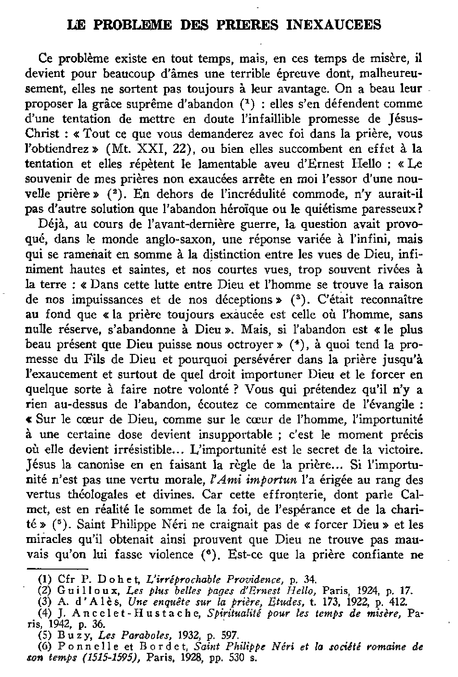 Le problème des prières inexaucées