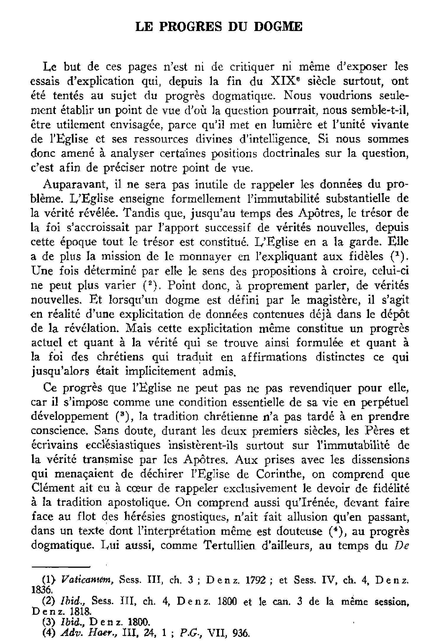 Les progrès du dogme