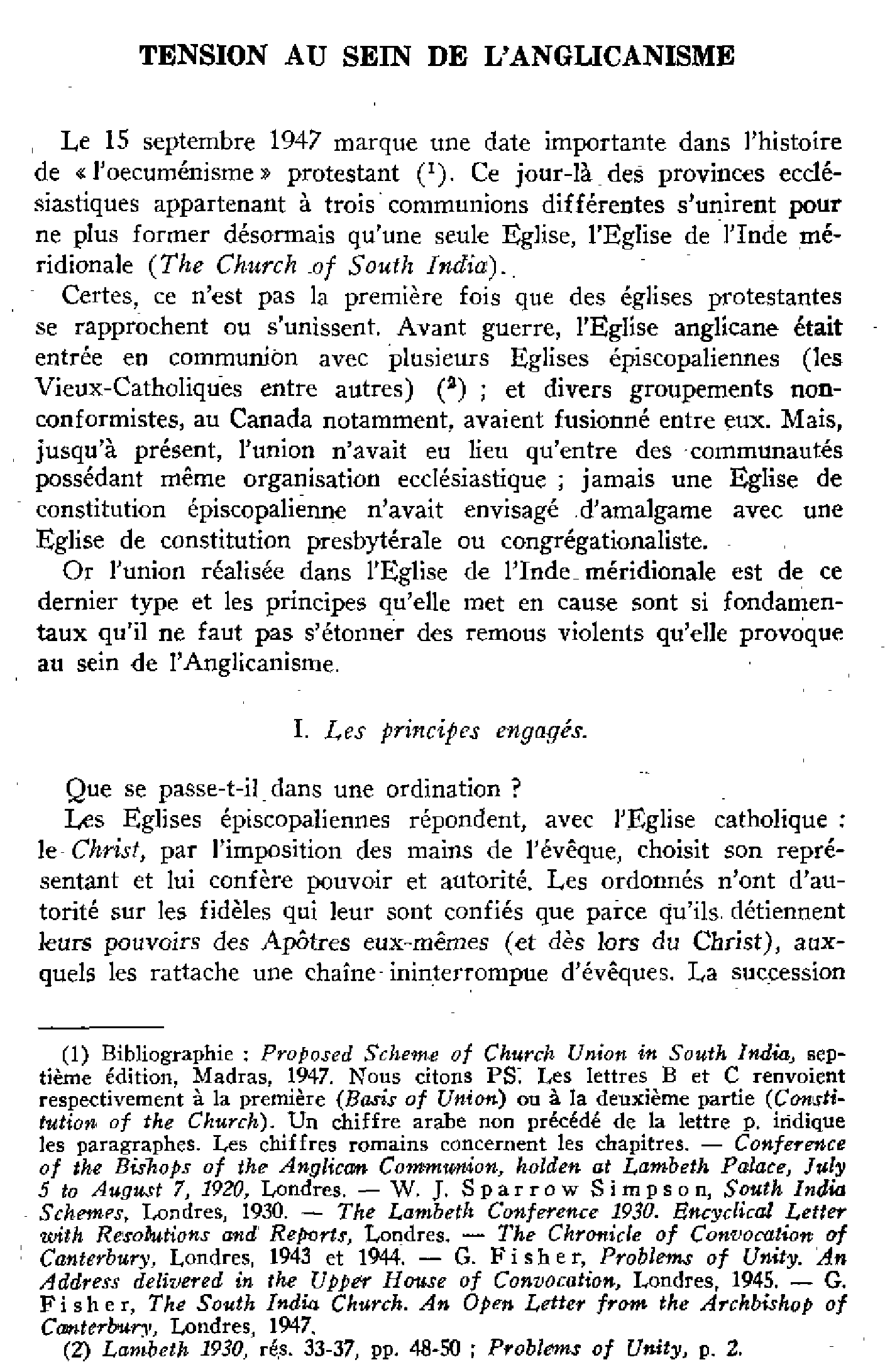 Tension au sein de l'Anglicanisme