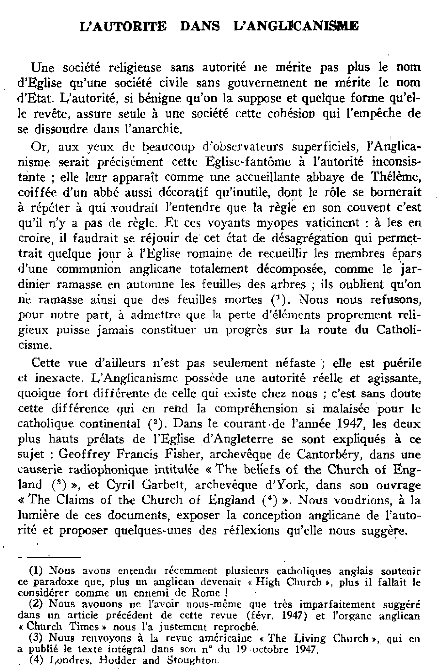 L'autorité dans l'Anglicanisme