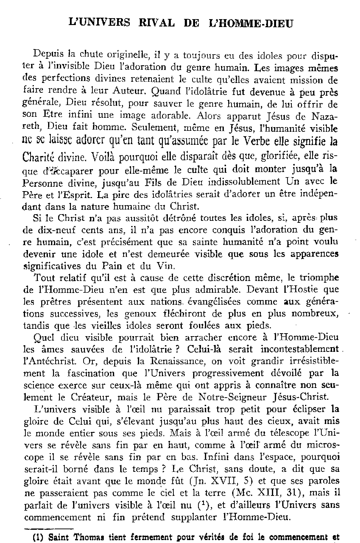 L'Univers rival de l'homme-Dieu